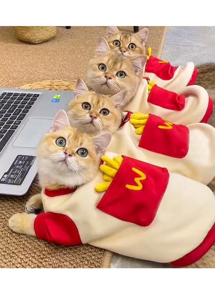 Generic - Dog Halloween Costume Cotton French Fries Cosplay Clothes for Pets Hoodie Pet Shirt Boy Coat for Small Dogs Dog Cute T-Shirt Cat Girl Outfits Puppy Fall Sweaters Winter Costumes - Image 1