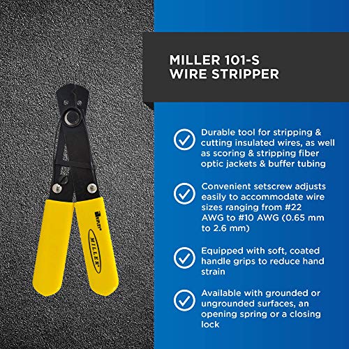 Miller 101-S Adjustable Wire Stripper for Working Technicians, Electricians, and Installers, Grounded - Image 2