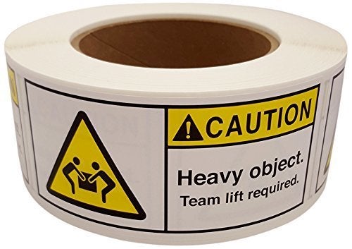 MR-LABEL MR Label Company Caution Heavy Object Team Lift Required Rolls - Image 2