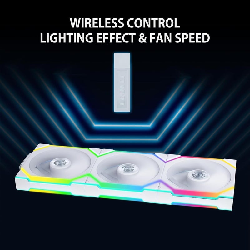 مروحة حاسوب Lian Li UNI Fan SL - Wireless 120 - علبة فردية - ARGB - إشارة لاسلكية 2.4 جيجاهرتز للتحكم في RGB والمروحة - وحدة التحكم L-Wireless غير مرفقة ومطلوبة - أبيض (12SL1W1W) - Image 4