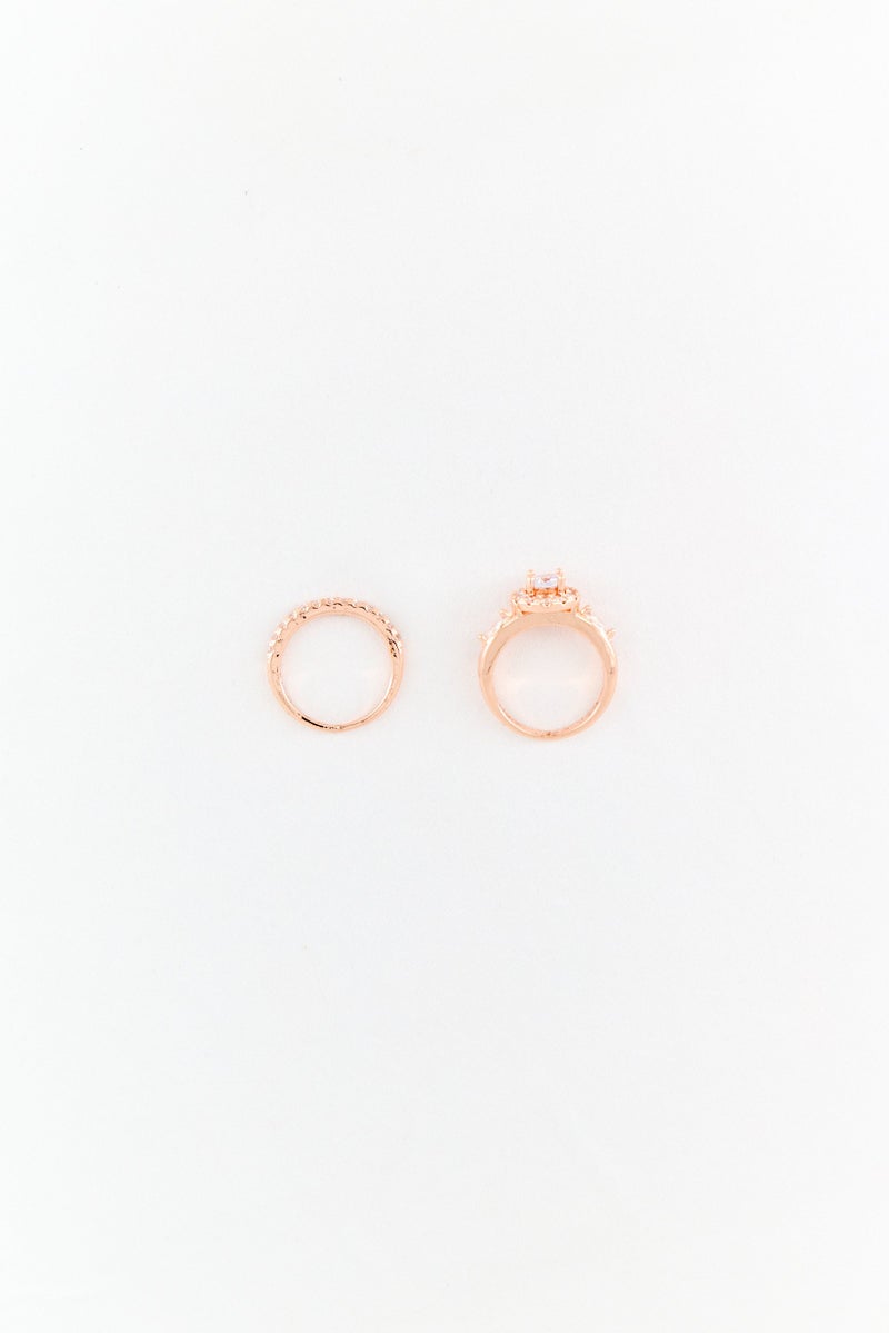 Piatella Women 2 Pieces Marquise Diamond Band And Engagement Rings Set, Rose Gold - Image 2