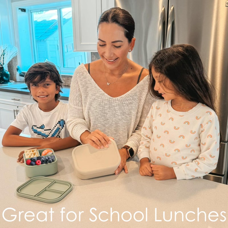 Ali+Oli Silicone Bento Box (Coconut) Lunch Box for Kids, Toddlers, Preschoolers & Adults | BPA-Free and Spill-Proof | Ideal for School, and On-the-Go Meals| Perfect for Lunch, Snacks, and Meals - Image 4
