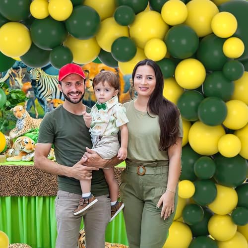 Cunnikku Retro Green Yellow Balloon Garland Arch Kit 122PCS Dark Green and Yellow Balloons for Retro Green Theme Birthday Wedding Graduation Baby Shower Forest Jungle Tractor Soccer Party Decorations - Image 5
