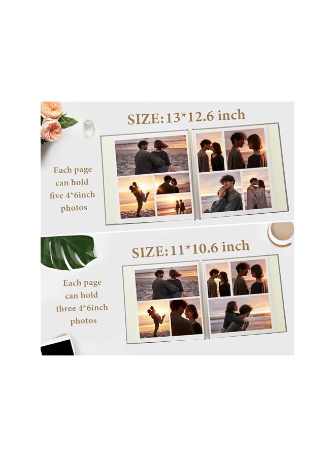 The Bros Photo Album Self Adhesive 3x5 4x6 5x7 8x10 Pictures Scrapbook Album, 40 Pages Linen Photo Book, DIY Anniversary wedding Memory Book with 2 metallic pens (Beige) - Image 5