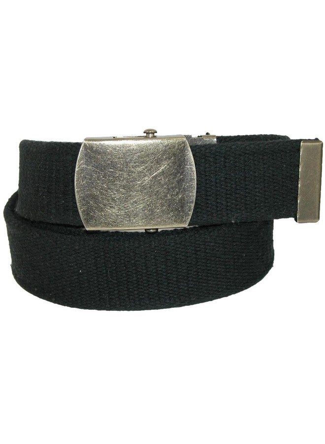 CTM Cotton Web 1.5 Inch Adjustable Military Buckle Belt, Black - Image 4