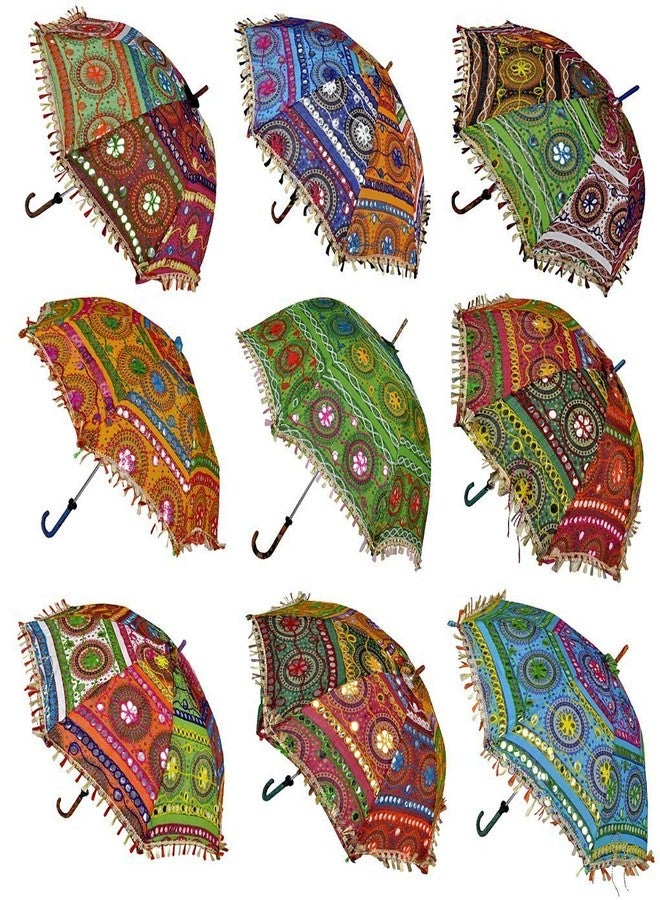 Surva Cart Sun Protection Rajasthani Umbrella Handicraft Walking Stick - 10 Pieces Party Decorations