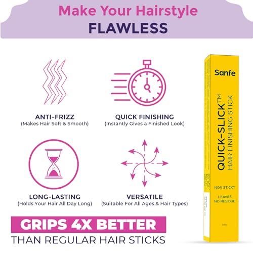 Sanfe Quick Slick Hair Finishing Stick For Women | Anti Flyaway for Smooth, Non-Greasy, and Non-Oily Look | Non-Sticky, Leaves No Residue| For frizzy and baby hair fix 9ml - Image 3