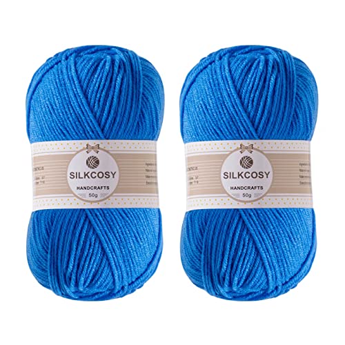 N.C 2 Pcs Crochet Yarn Feels Soft 280 Yards Assorted Colors 4ply Acrylic Yarn for Crochet Hand Knitting Sky Blue - Image 1
