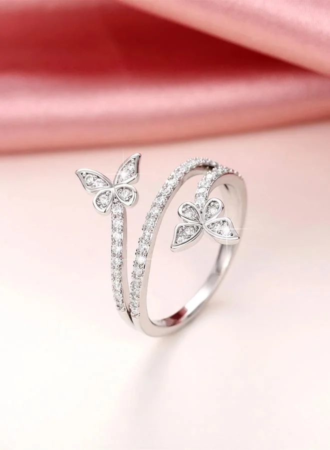 Take Two Silver Butterfly Cubic Zirconia Ring