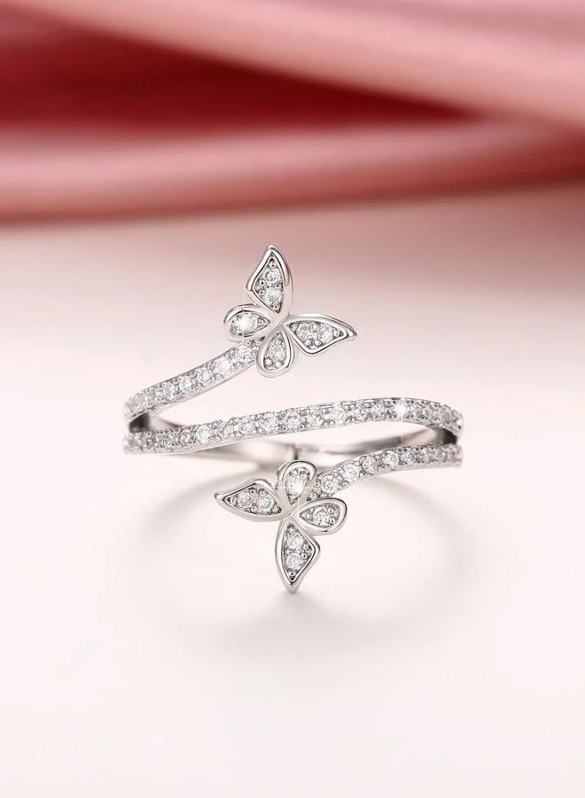 Take Two Silver Butterfly Cubic Zirconia Ring