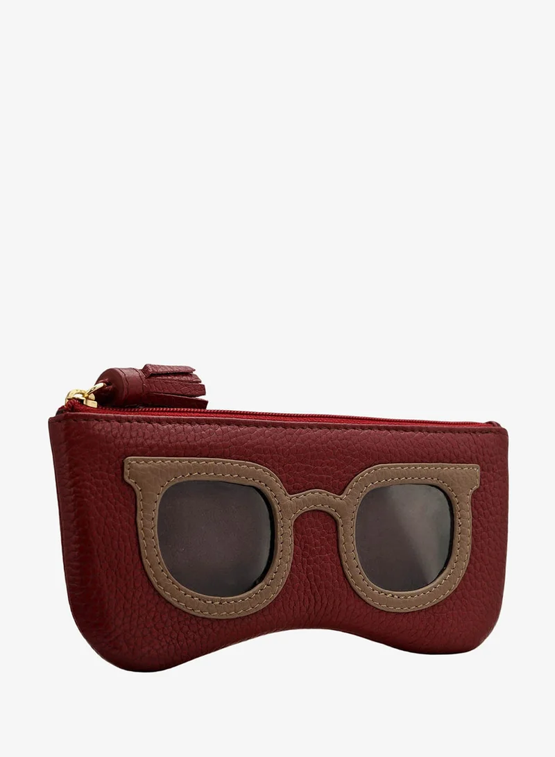 Da Milano Wax Leather Spectacle Case - Cherry