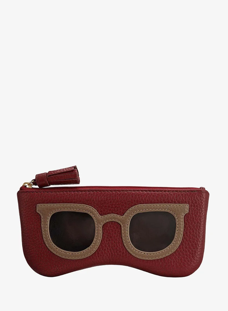 Da Milano Wax Leather Spectacle Case - Cherry