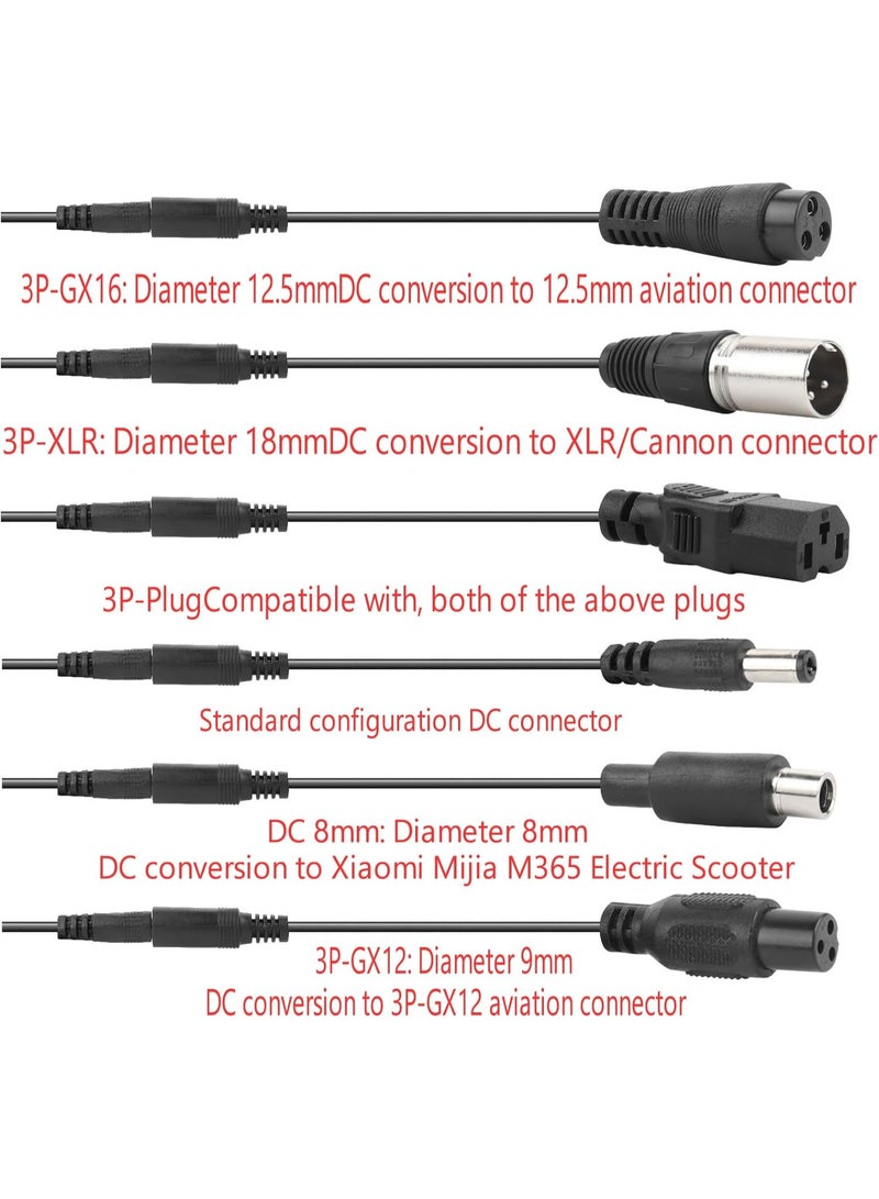 Electric Scooter Charger 42V 2A for 36V Li-ion Battery, Fast Recharge Electric Scooter Charger, Compatible with M365 E-Scooter & E-Bike, Includes 6 Plugs, Mobility Scooter Battery Charger - Image 5
