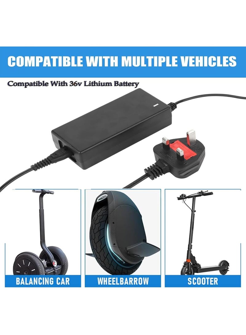 Electric Scooter Charger 42V 2A for 36V Li-ion Battery, Fast Recharge Electric Scooter Charger, Compatible with M365 E-Scooter & E-Bike, Includes 6 Plugs, Mobility Scooter Battery Charger - Image 2