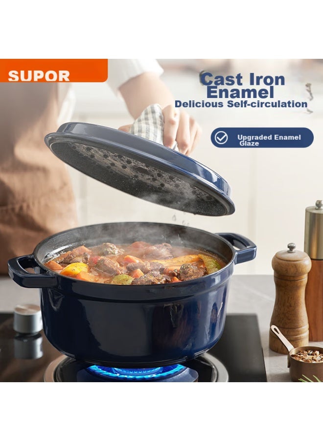 Supor Enamel Pot, 22cm Cast Iron Pot, Soup Pot, Stew Pot, Soup Pot, Braising Pot, Multi-capacity, Non-coated, Suitable For Gas And Induction Stoves - Image 3