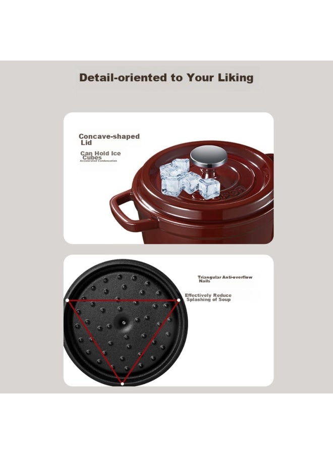 Supor Enamel Pot, 22cm Cast Iron Pot, Soup Pot, Stew Pot, Soup Pot, Braising Pot, Multi-capacity, Non-coated, Suitable For Gas And Induction Stoves - Image 4