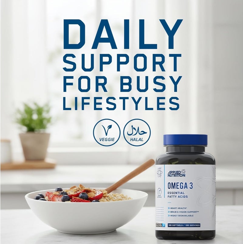 Applied Nutrition Omega 3 - Omega Fish Oil 1000mg, 180mg EPA & 120mg DHA per Softgel, Made in The UK (100 Soft-Gels) - Image 3