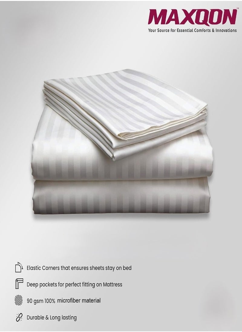 MAXQON Deep Fitted Bed Sheet +2Pcs Pillow Covers, King/Queen/Double/Single Sizes, Color White, Depth 30cm  - Image 5