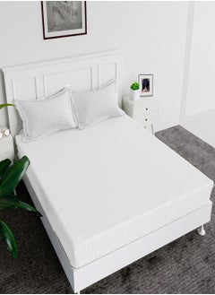MAXQON Deep Fitted Bed Sheet +2Pcs Pillow Covers, King/Queen/Double/Single Sizes, Color White, Depth 30cm  - Image 1