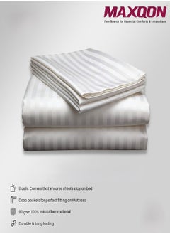 MAXQON Deep Fitted Bed Sheet +2Pcs Pillow Covers, King/Queen/Double/Single Sizes, Color White, Depth 30cm  - Image 5