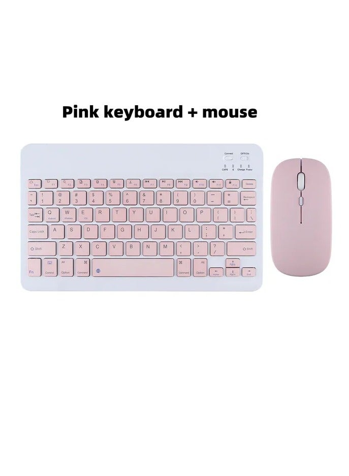 Wireless Keyboard and Mouse Combo Bluetooth Keyboard Mouse Set with Rechargeable Battery Pink - Image 3