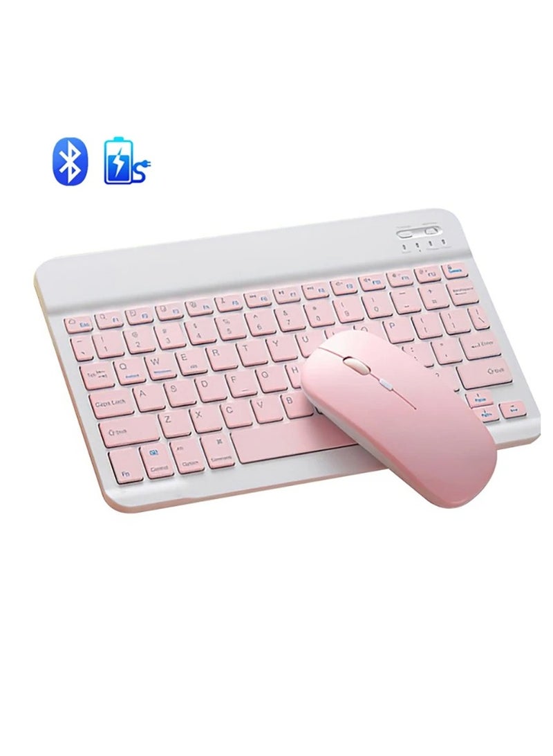 Wireless Keyboard and Mouse Combo Bluetooth Keyboard Mouse Set with Rechargeable Battery Pink - Image 4
