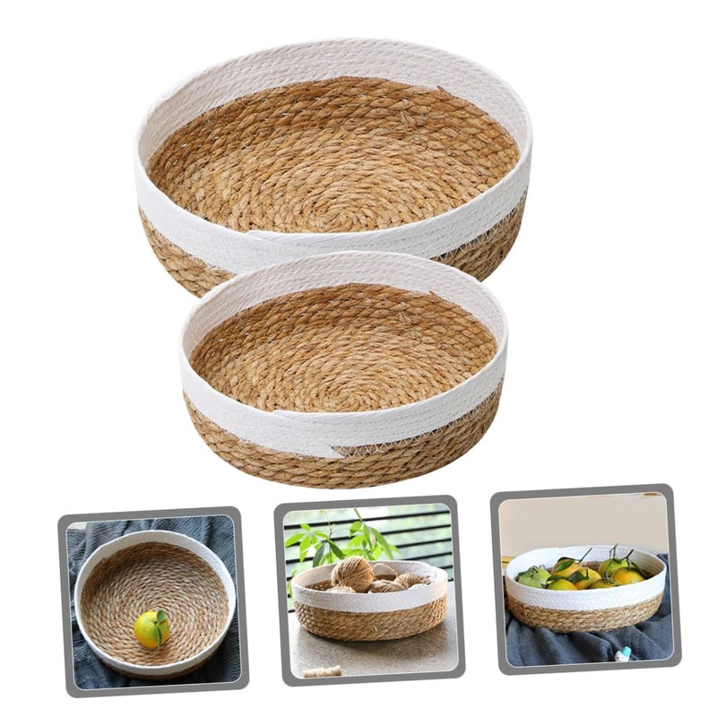 Woven Basket Set Medium And Small Straw Rope Storage For Kitchen Fruit Picnic - Image 4