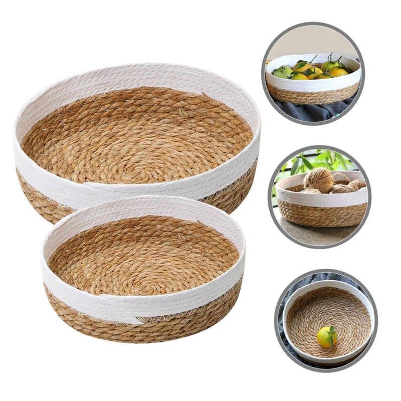 Woven Basket Set Medium And Small Straw Rope Storage For Kitchen Fruit Picnic - Image 5