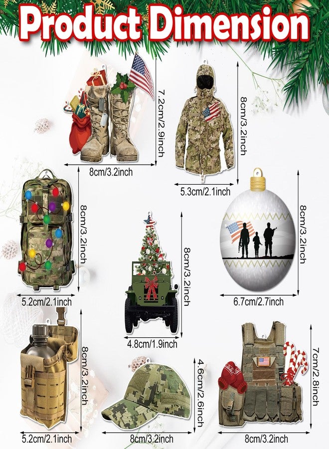 Beeveer 24 Pcs Army Ornaments for Christmas Tree Military Christmas Decorations Veteran Wooden Gifts Ornaments United States American Soldier Vehicle Boots Flag Decor for Xmas Tree Party Decor - Image 2