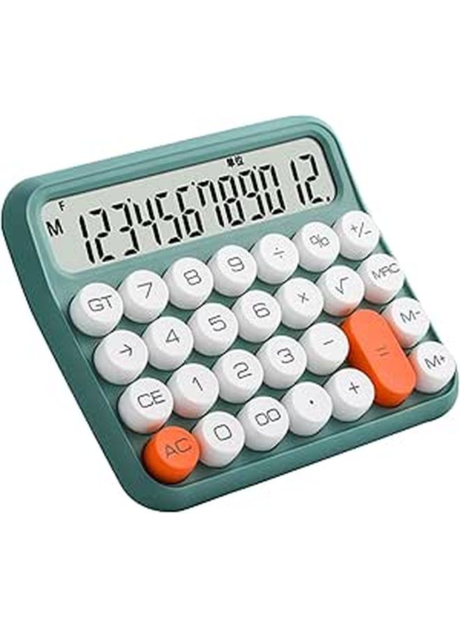 12 Digit Calculator Olive Green Large LCD Display Big Button Standard - Image 1