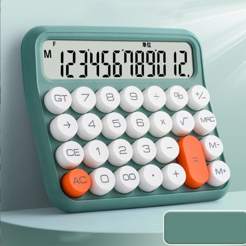 12 Digit Calculator Olive Green Large LCD Display Big Button Standard - Image 3