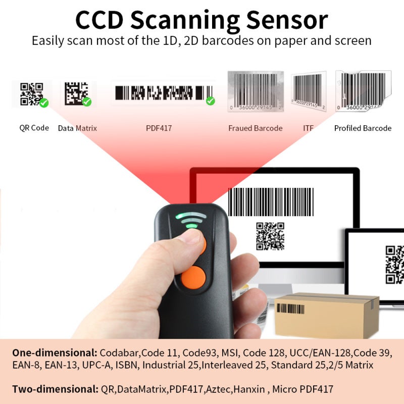 2D Barcode Scanner: Black 3-in-1 BT 2.4G USB Pocket Size, 58g Ultralight, 1800mAh Battery - High Performance Chip, Offline Storage For 50000pcs, Blurry & Screen Code Scanning For Portable Office, Reta - Image 3