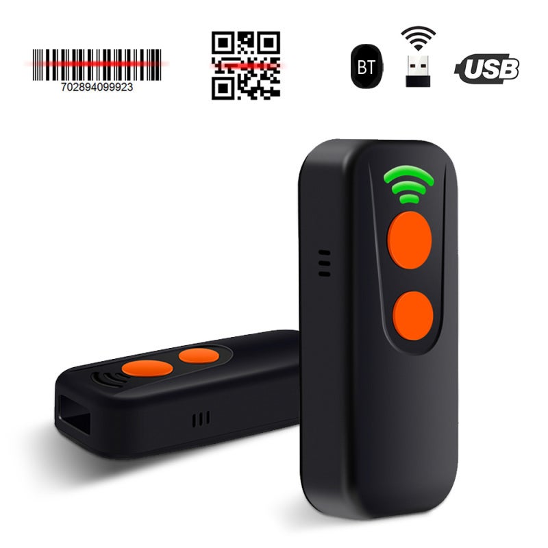 2D Barcode Scanner: Black 3-in-1 BT 2.4G USB Pocket Size, 58g Ultralight, 1800mAh Battery - High Performance Chip, Offline Storage For 50000pcs, Blurry & Screen Code Scanning For Portable Office, Reta - Image 1