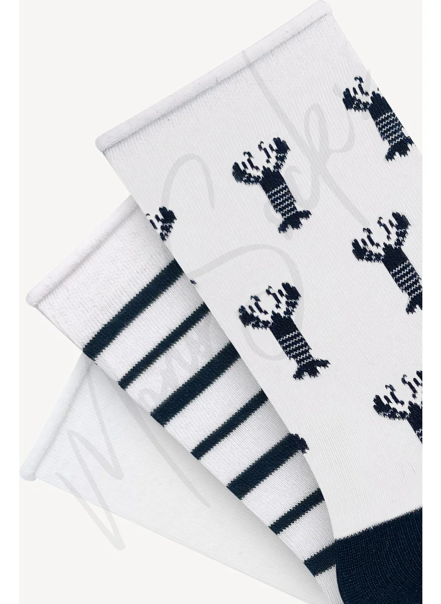 Mono Socks 3-Piece Lobster Patterned Elasticless Bamboo Socks