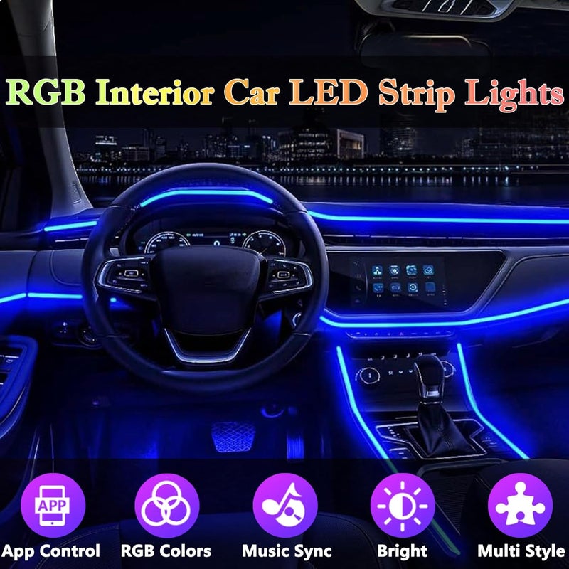 DEHERANE Interior Car LED Strip Lights, RGB 6 in 1 Ambient Lighting Kits with 315 inches Fiber Optic, 16 Million Colors APP Wireless Bluetooth Control Car Neon Lights, with Music Sync Function - Image 2