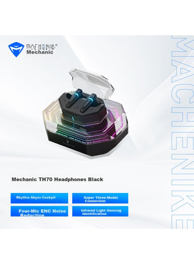 Machenike Th70 Tri-mode Active Noise-cancelling Bluetooth Wireless In-ear Headset 5.4 For Gaming, Long Battery Life, Compatible With Apple, Android, Huawei, Pubg, Semi In-ear Enc Noise-cancelling - Image 1