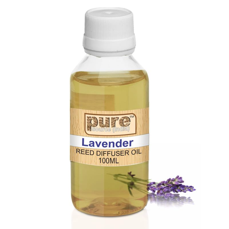Pure Source India Aroma Reed Diffuser Refill Lavender 100ML, 8 Pcs Reed Stick Coming Free With This Reed Diffuser Oil - Image 1