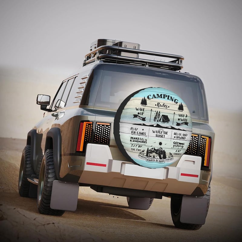 Sumsive Camping Rules Spare Tire Cover for RV Trailer Camper RV Spare Tire Cover Waterproof Spare Tire Wheel Cover for Travel Trailer,RV,SUV Camper Tire Cover Protectors 15" - Image 5