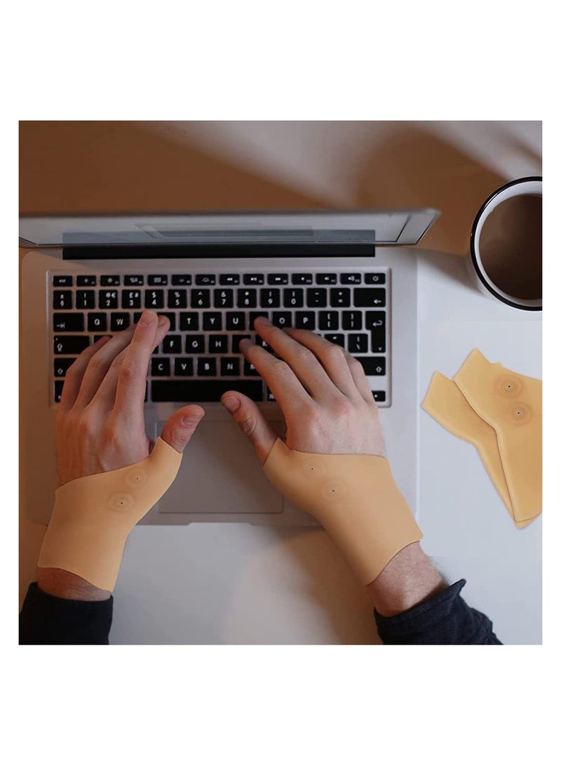 Excefore Thumb Braces, 6 Pieces Thumb Spica Splint Gel Wrist Support Braces Waterproof Magnetic Wrist Brace Arthritis Thumb Silicone Glove Protector Elastic Wrist Sleeves - Image 2