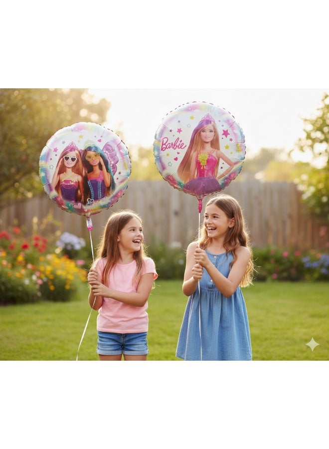 Ciao Barbie Mylar Balloon 46 cm Round Foil Balloon – Official Barbie Design with Rainbow and Princess Theme – Helium or Air Fill Balloon for Kids Birthday Party - Image 2