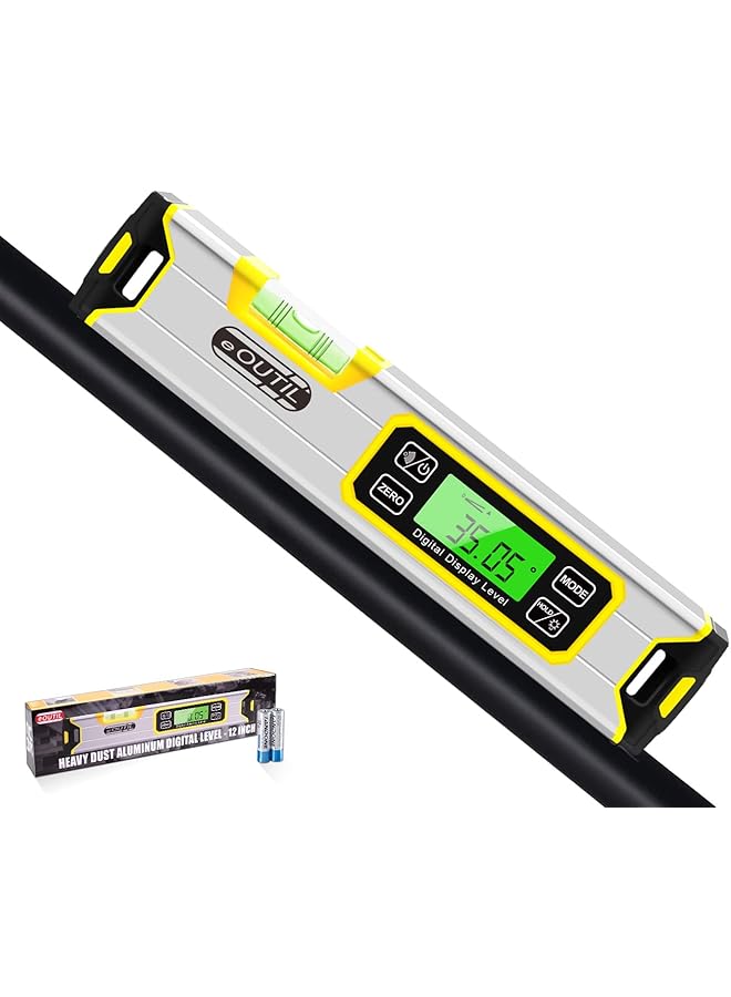 PROMASS promass 12-Inch Digital Torpedo Level and Protractor Aluminum Inclinometer Angle Finder with Backlight LED Display & V-Groove Magnetic Base, IP54 Dust/Water Resistant Smart Level  - Image 1