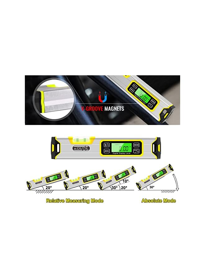PROMASS promass 12-Inch Digital Torpedo Level and Protractor Aluminum Inclinometer Angle Finder with Backlight LED Display & V-Groove Magnetic Base, IP54 Dust/Water Resistant Smart Level  - Image 4
