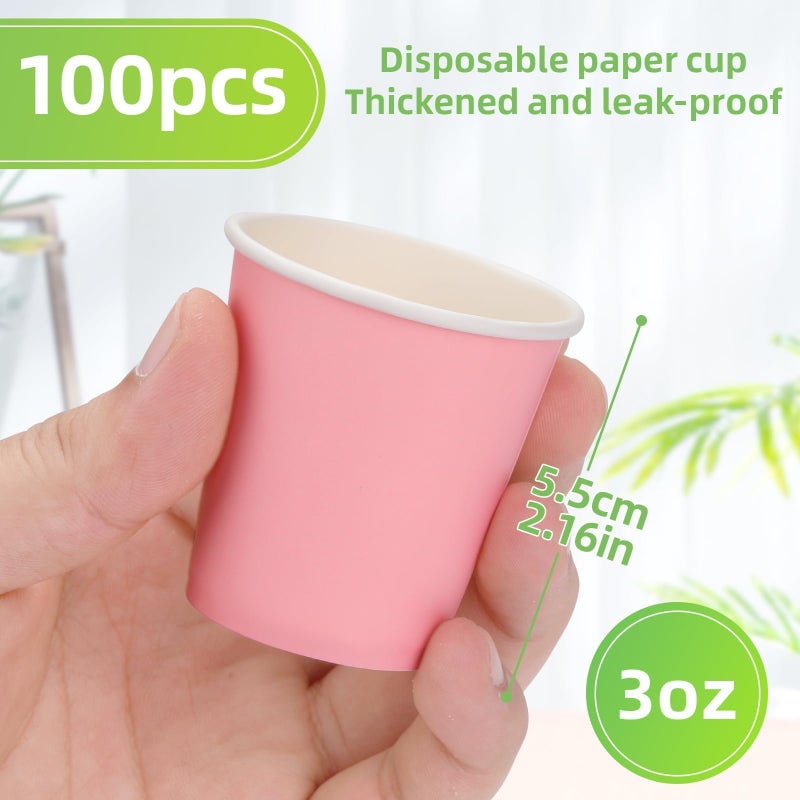 Wuadua 100 Pack 3 oz Paper Cups Bathroom cups  Espresso Cups  Small Paper Cups for Mouthwash  Snacks  Suitable for Family  Party  Picnic(Pink) - Image 2