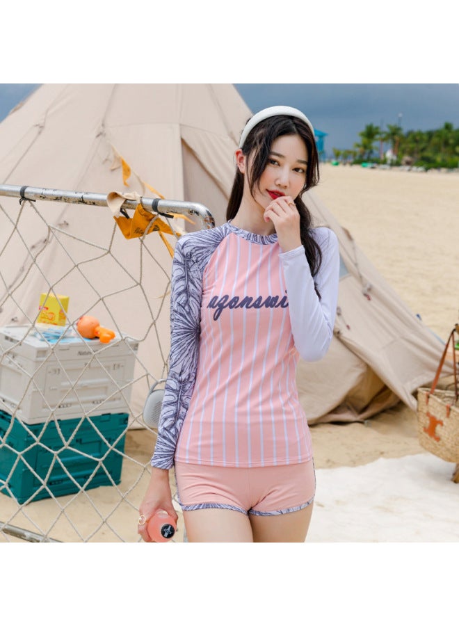 Loquat Parent-Child Swimsuit Fashion Casual Sports Slimming Sunscreen Long Sleeve Split Two-Piece Mother-Daughter Swimsuit Parent-Child Swimsuit-Color:Mother Paragraph Qh- - Image 3