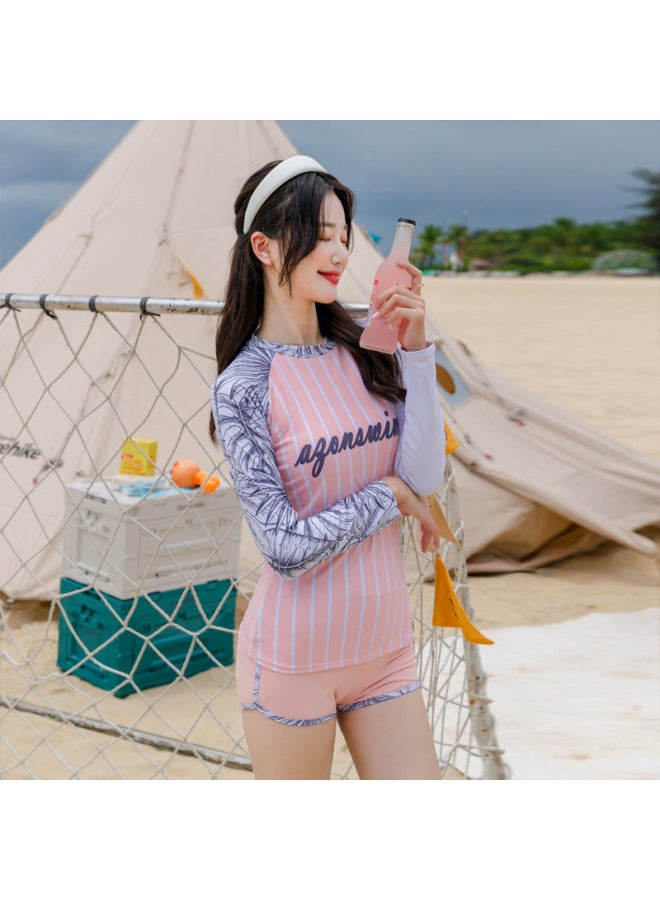 Loquat Parent-Child Swimsuit Fashion Casual Sports Slimming Sunscreen Long Sleeve Split Two-Piece Mother-Daughter Swimsuit Parent-Child Swimsuit-Color:Mother Paragraph Qh- - Image 5