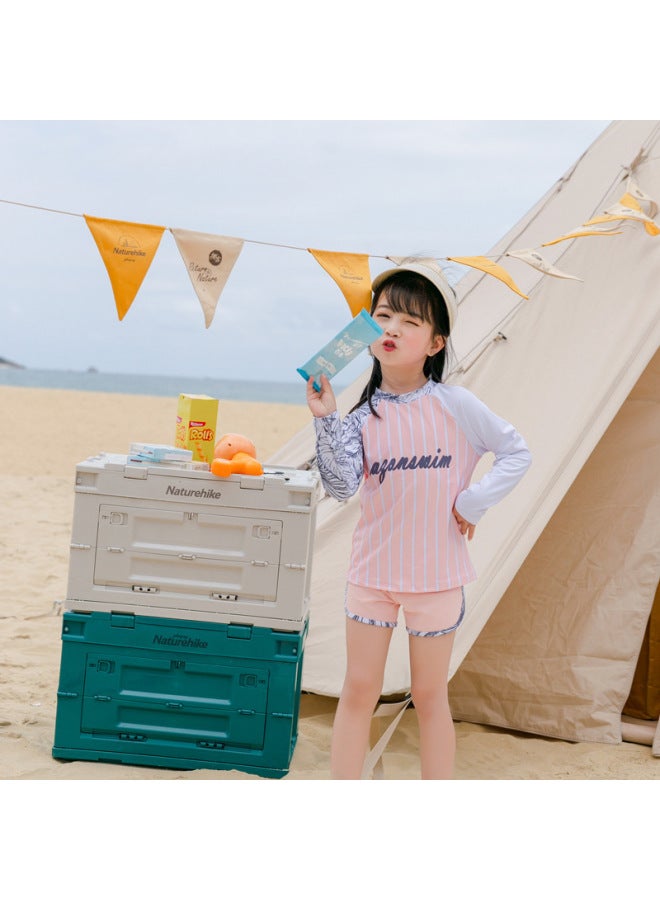 Loquat Parent-Child Swimsuit Fashion Casual Sports Slimming Sunscreen Long Sleeve Split Two-Piece Mother-Daughter Swimsuit Parent-Child Swimsuit-Color:Mother Paragraph Qh- - Image 4