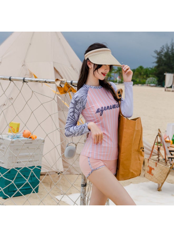 Loquat Parent-Child Swimsuit Fashion Casual Sports Slimming Sunscreen Long Sleeve Split Two-Piece Mother-Daughter Swimsuit Parent-Child Swimsuit-Color:Mother Paragraph Qh- - Image 1