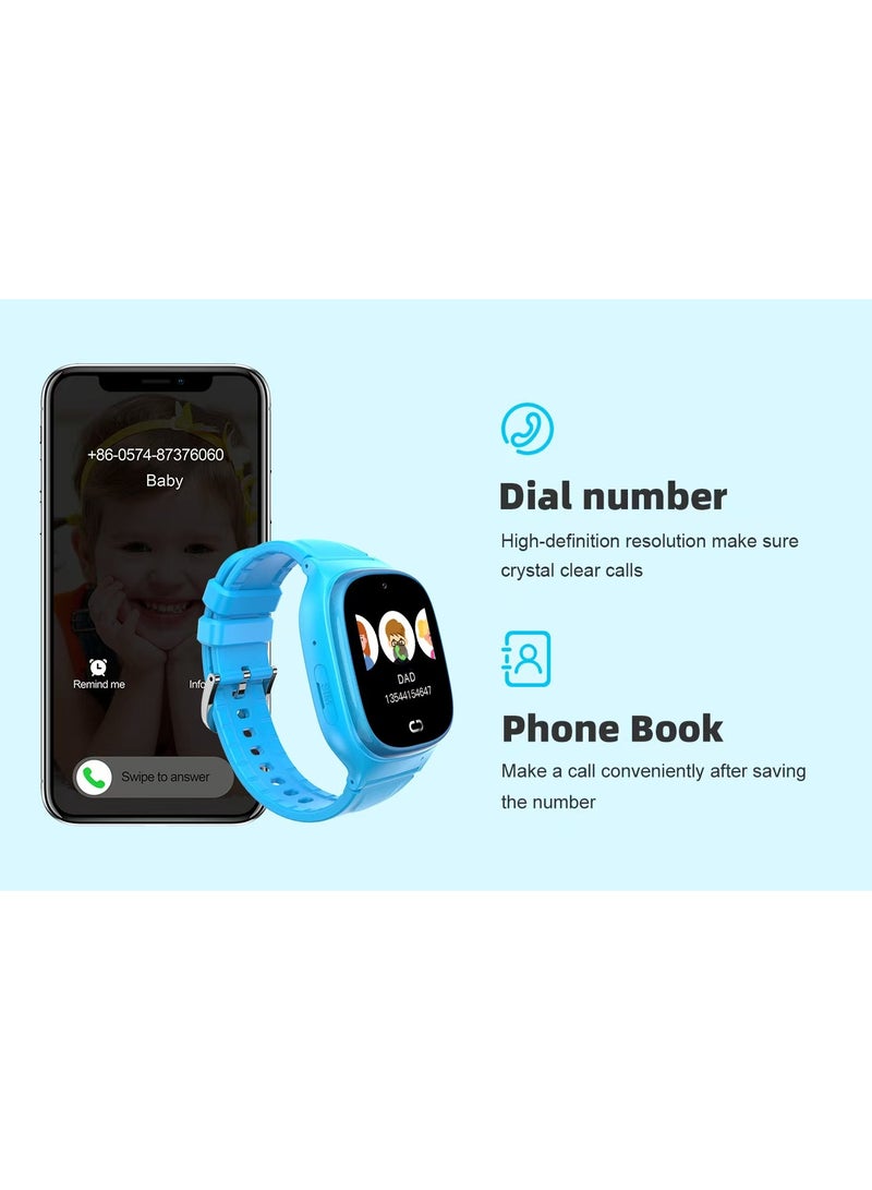 TD45 Kids Smartwatch with GPS, Wi-Fi, Video Calls, SOS, IP67 Waterproof, Camera, Tracker, Location Phone (Blue) - Image 3