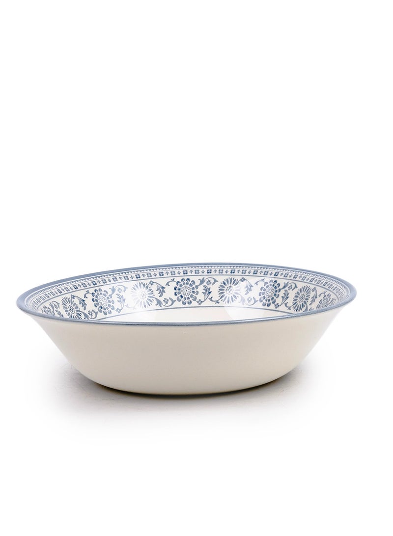 Claytan Plethora 9 inch Floral Pattern Ceramic Salad Bowl (Grey, Set of 4) - Image 2