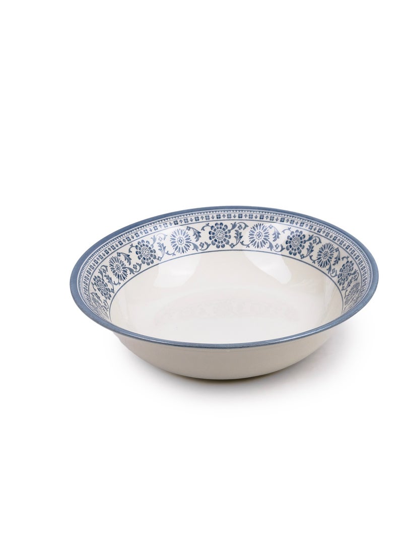 Claytan Plethora 9 inch Floral Pattern Ceramic Salad Bowl (Grey, Set of 4) - Image 4